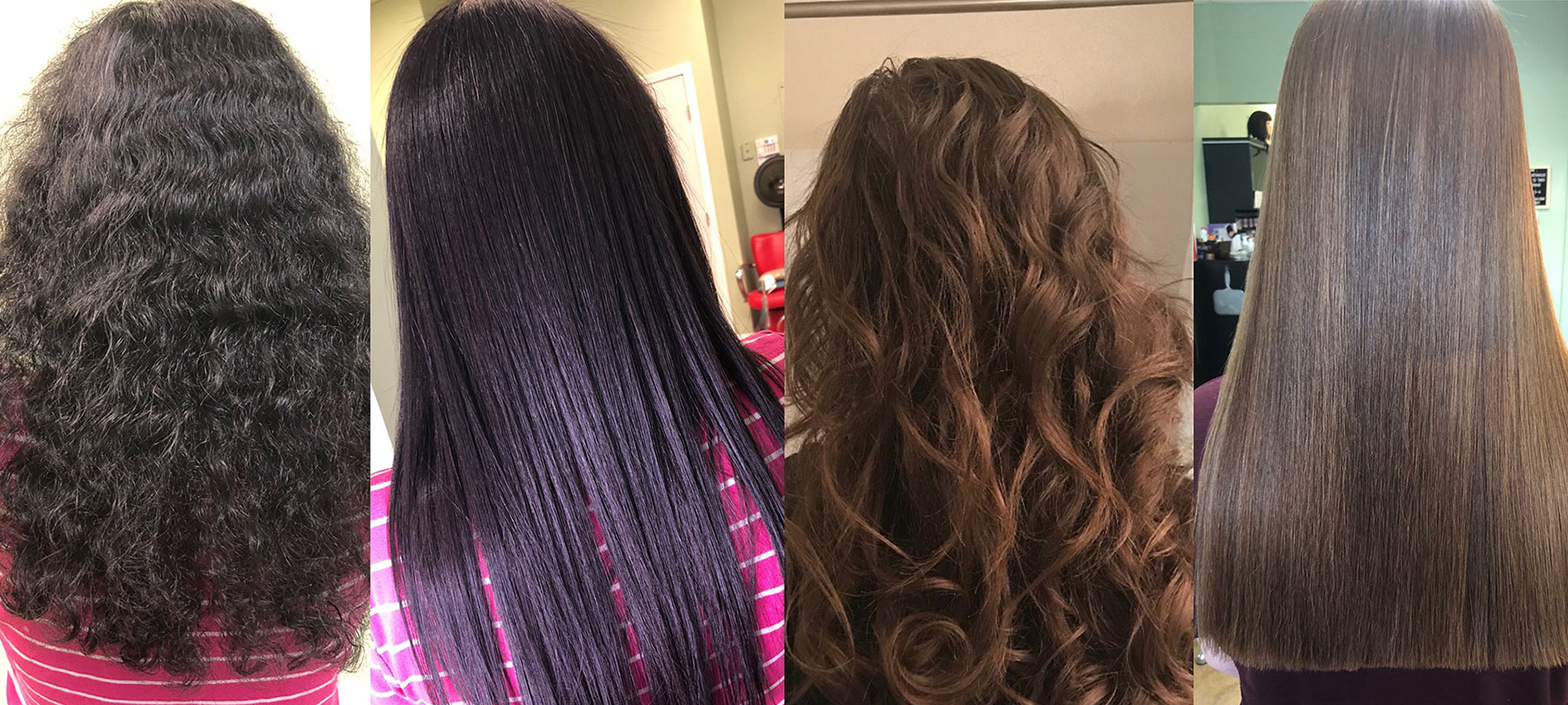 Japanese Permanent Hair Straightening showing before and after treatment