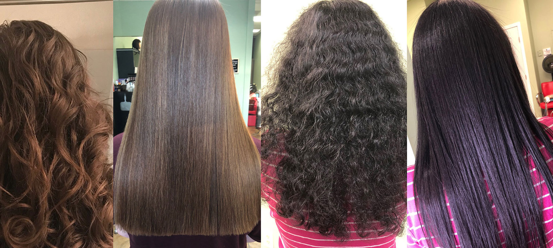 Permanent Hair Straightening showing before and after treatment